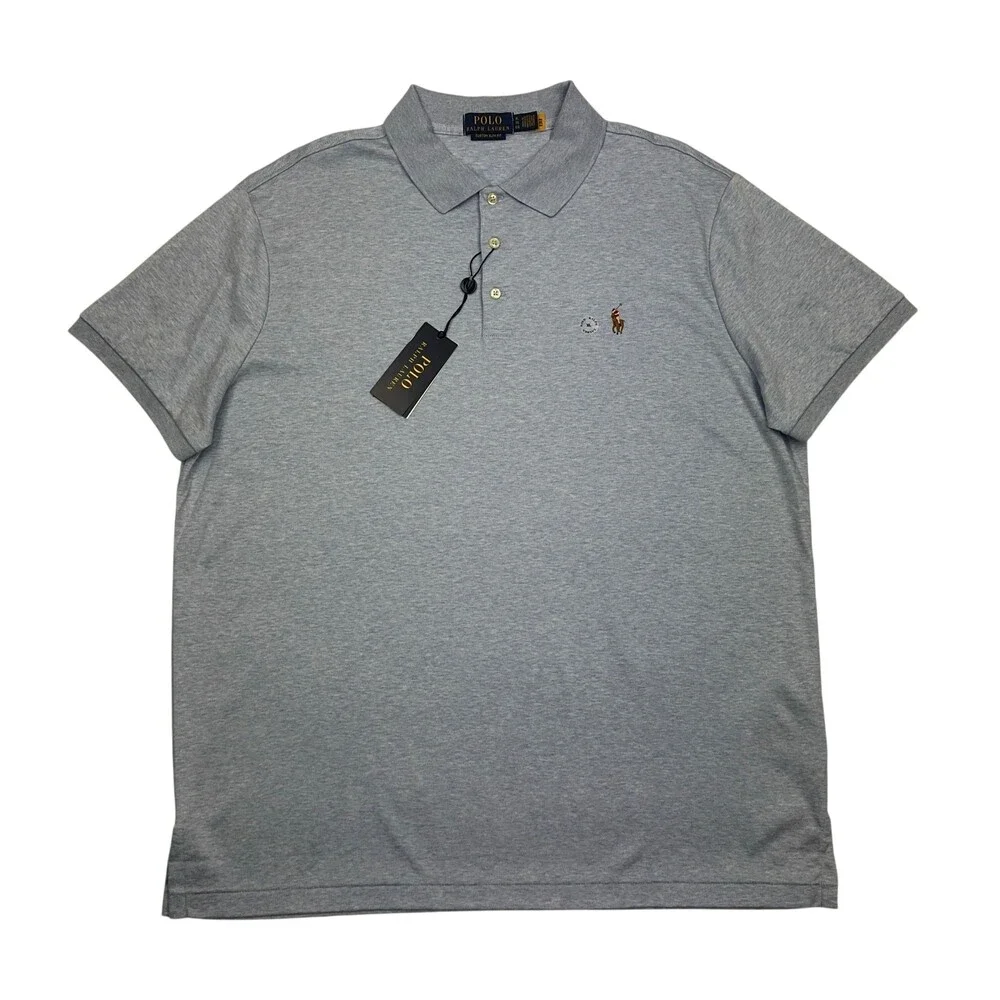 Polo Ralph Lauren Polo Shirt Mens XL Lt Blue Custom Slim Fit Cotton Short Sleeve